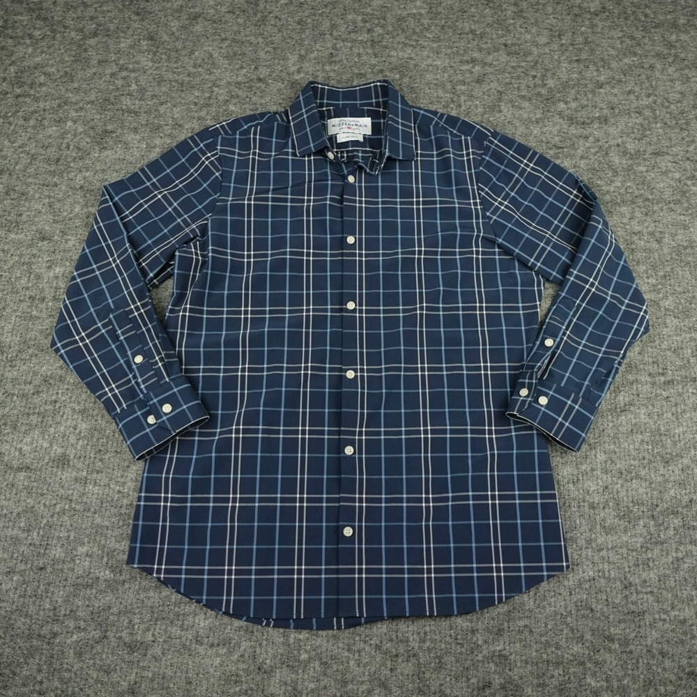 Mizzen And Main Shirt Mens Extra Large Blue Plaid Performance Button Up Casual